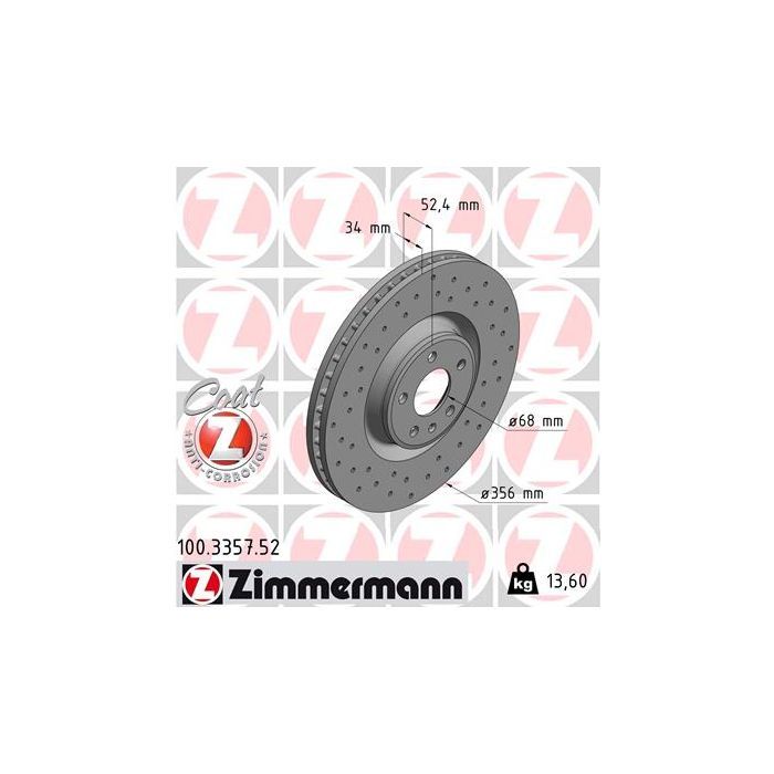 Тормозной диск ZIMMERMANN 100.3357.52