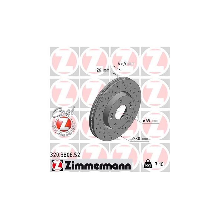 Тормозной диск ZIMMERMANN 320.3806.52