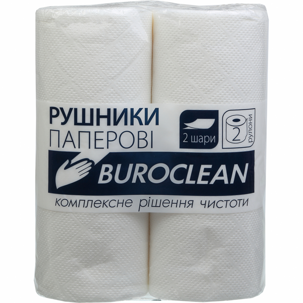 Бумажные полотенца Buroclean белые 2 слоя 2 рулона (4823078910592)