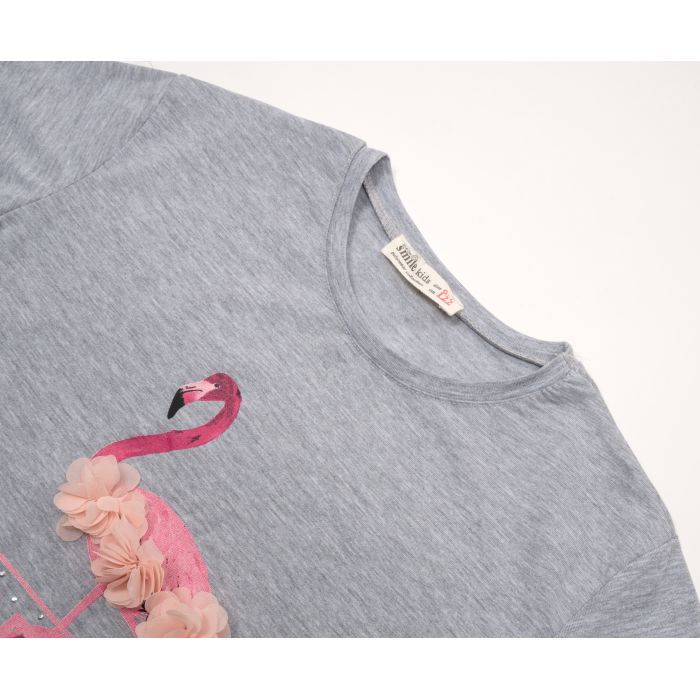 Футболка дитяча Smile з фламінго (3130-152G-gray) зображення 2