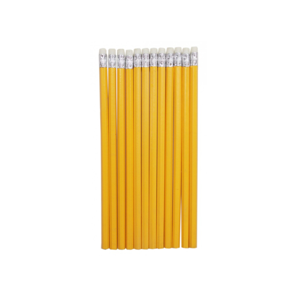 Карандаш графитный H-Tone НВ, с резинкой, желтый, уп. 12 шт (PENCIL-HT-JJ30105B) изображение 3