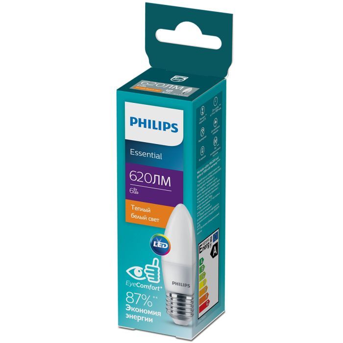 Лампочка Philips ESSLEDCandle 6W 620lm E27 827 B35NDFRRCA (929002970607) изображение 2