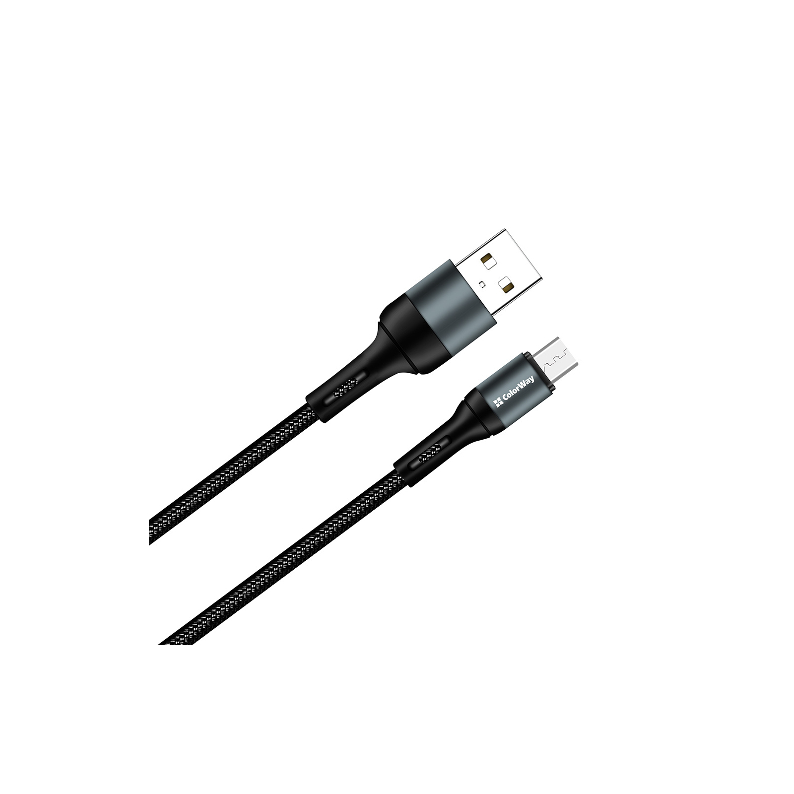 Дата кабель USB 2.0 AM to Micro 5P 1.0m nylon black ColorWay (CW-CBUM045-BK) изображение 2