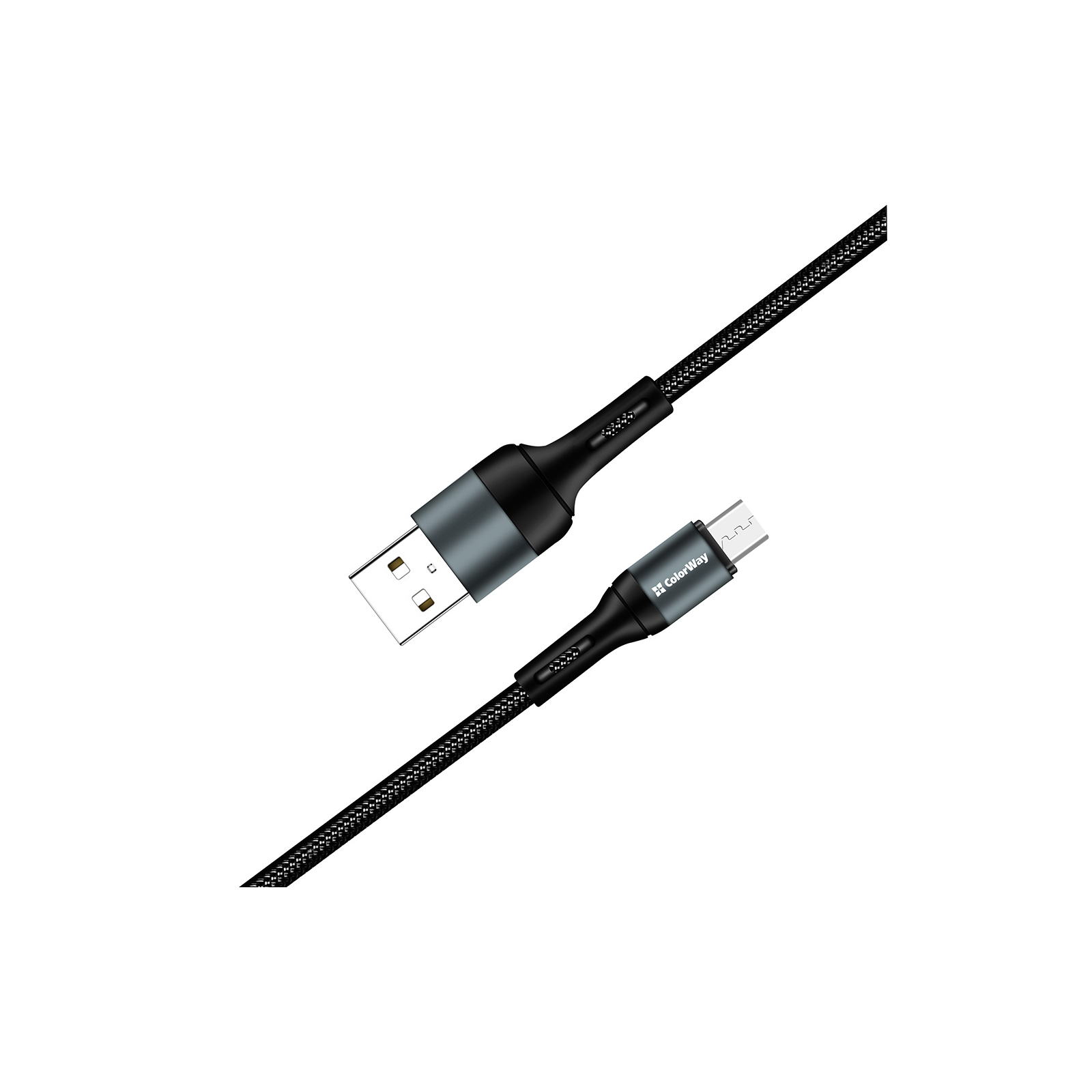 Дата кабель USB 2.0 AM to Micro 5P 1.0m nylon black ColorWay (CW-CBUM045-BK) изображение 3