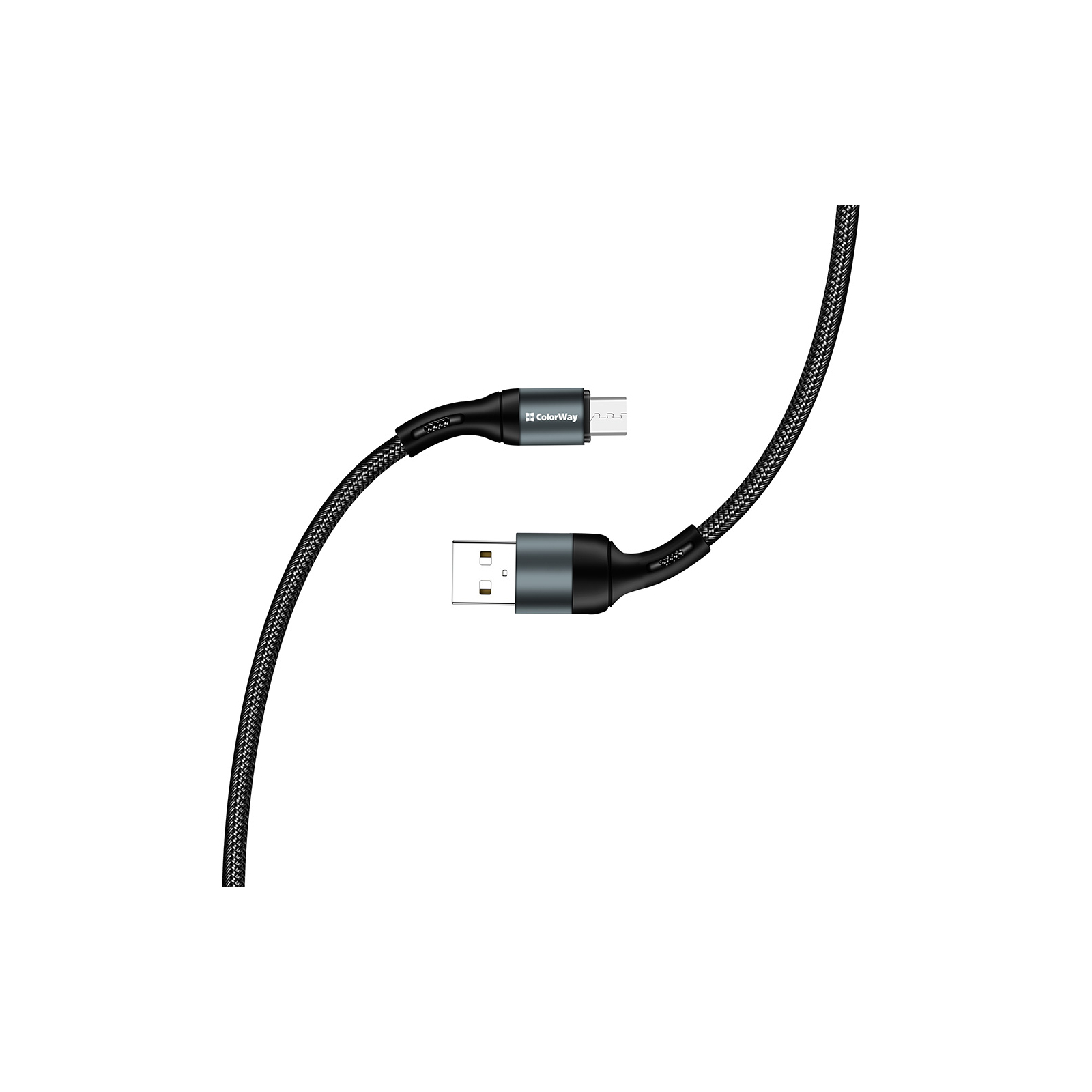 Дата кабель USB 2.0 AM to Micro 5P 1.0m nylon black ColorWay (CW-CBUM045-BK) изображение 6