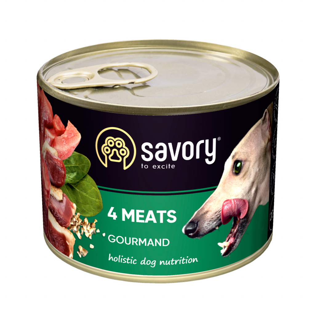 Консерви для собак Savory Dog Gourmand 4 види м'яса 400 г (4820232630396)