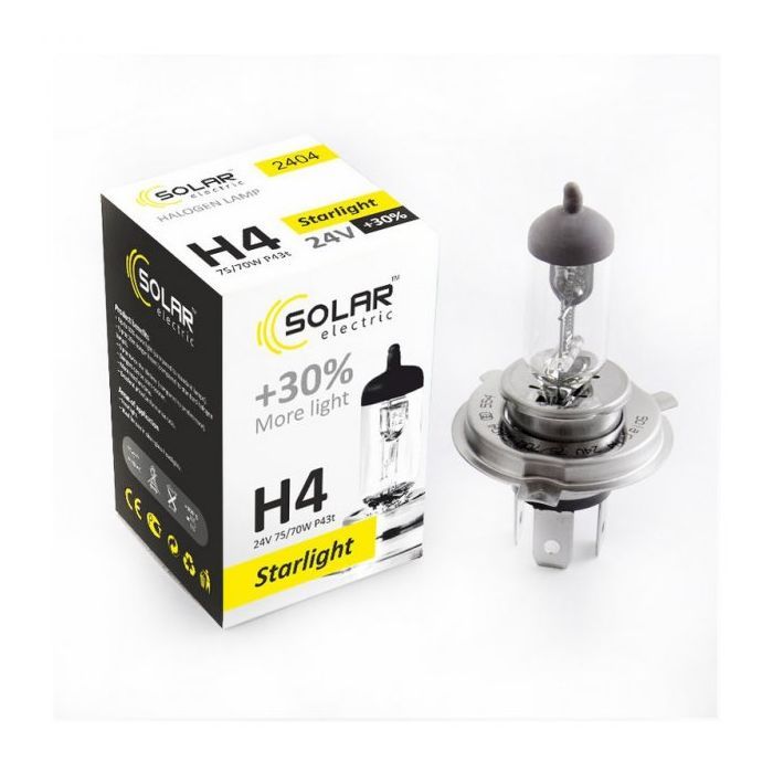 Автолампа SOLAR H4 24V 75/70W P43t-38 Starlight+30 (2404) зображення 2