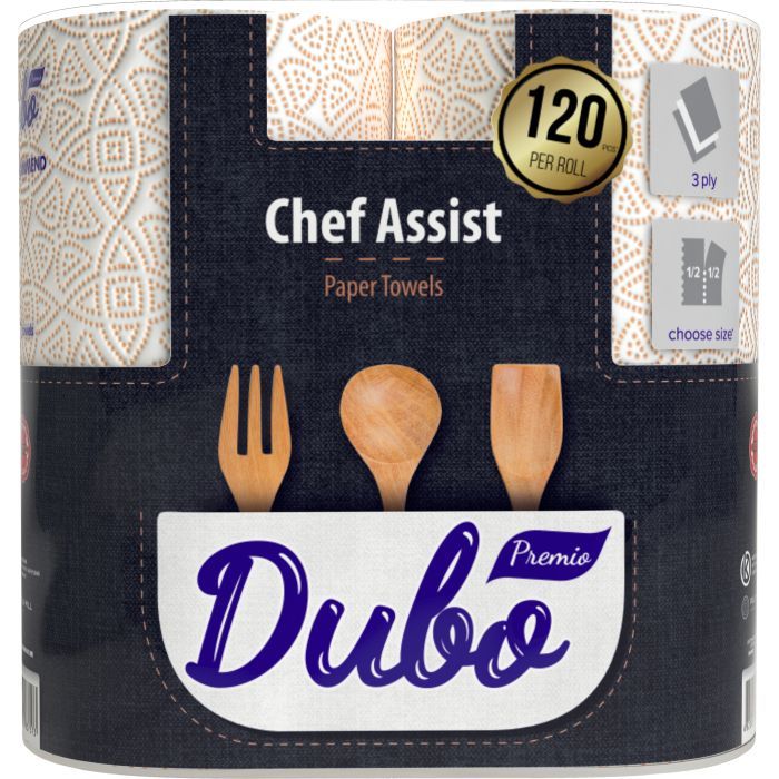 Бумажные полотенца Диво Premio Chef Assist 3 слоя 120 отрывов 2 рулона (4820003837573)