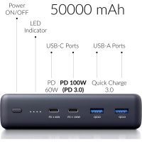 Батарея універсальна Voltero 50000mAh S50 PD/100W QC/3.0/18W USB-C*2, USB-A*2 (6090537940980) зображення 2