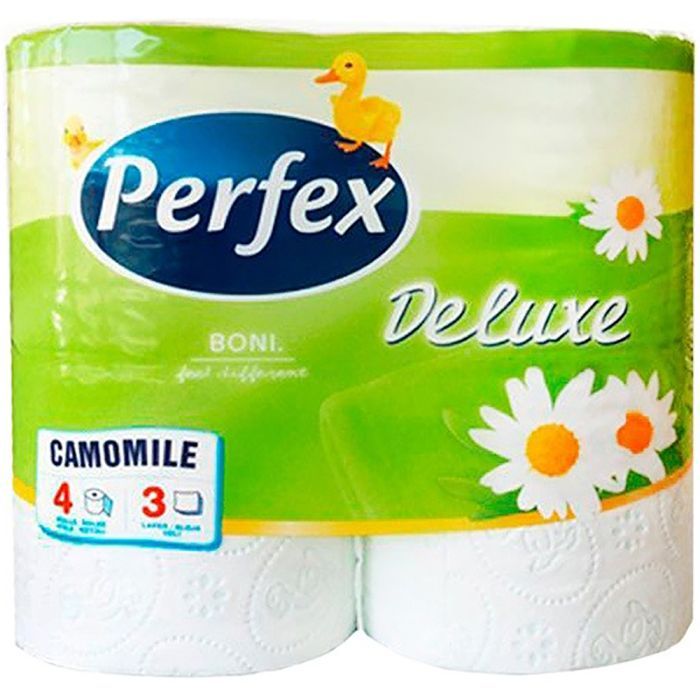 Туалетная бумага Perfex Deluxe Ромашка 3 слоя 4 рулона (8600101745248)