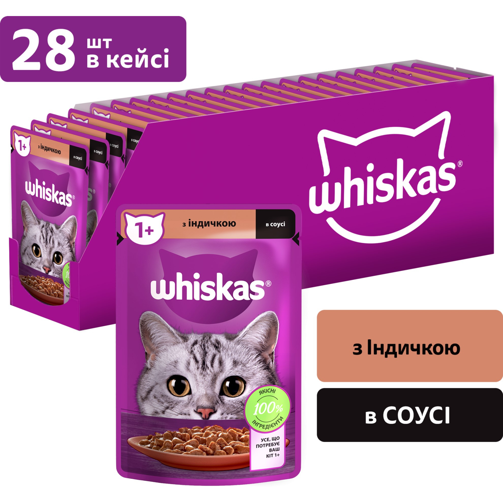 Вологий корм для кішок Whiskas Індичка в соусі 85 г (5900951302077) зображення 2
