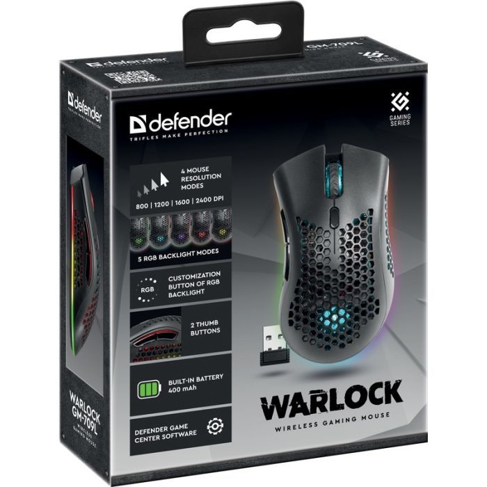 Мышка Defender Warlock GM-709L RGB Wireless Black (52709) изображение 8