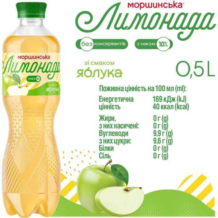 Напій Моршинська соковмісний Лимонада зі смаком Яблука 1.5 л (4820017002882) зображення 4