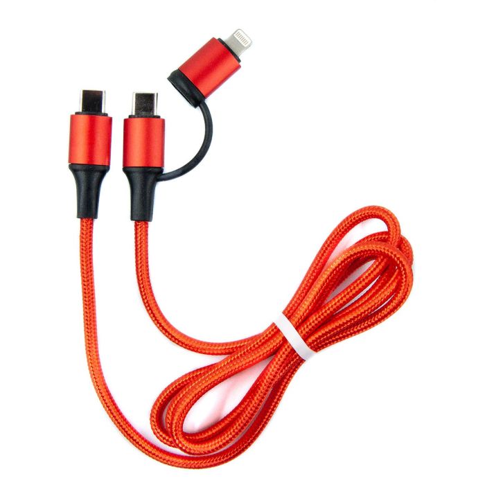 Дата кабель USB-C to USB-C + Lightning 1.0m red Dengos (NTK-TC-TCL-RED)
