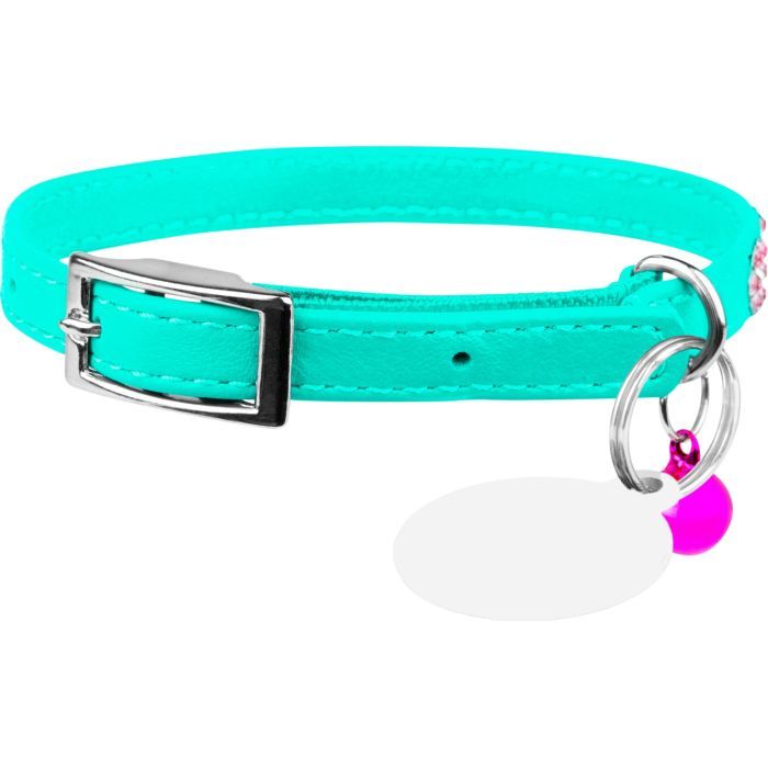 Ошейник для животных WAUDOG GLAMOUR "Цветочек" с резинкой и стразами для кошек (оранжевый) (32554)