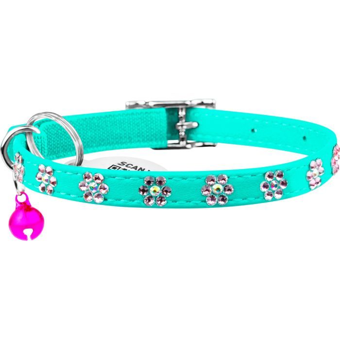 Ошейник для животных WAUDOG GLAMOUR "Цветочек" с резинкой и стразами для кошек (оранжевый) (32554) изображение 2