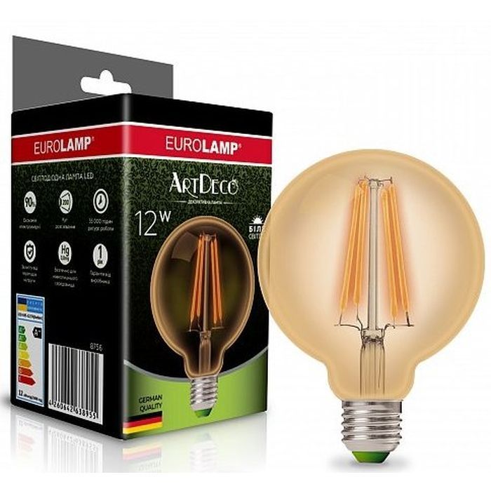 Лампочка Eurolamp G95 12W E27 4000K (LED-G95-12274(Amber))