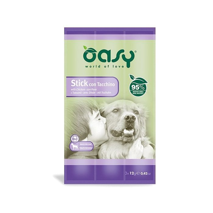 Лакомство для собак OASY Stick мясные палочки с индейкой 36 г (8054329510261)