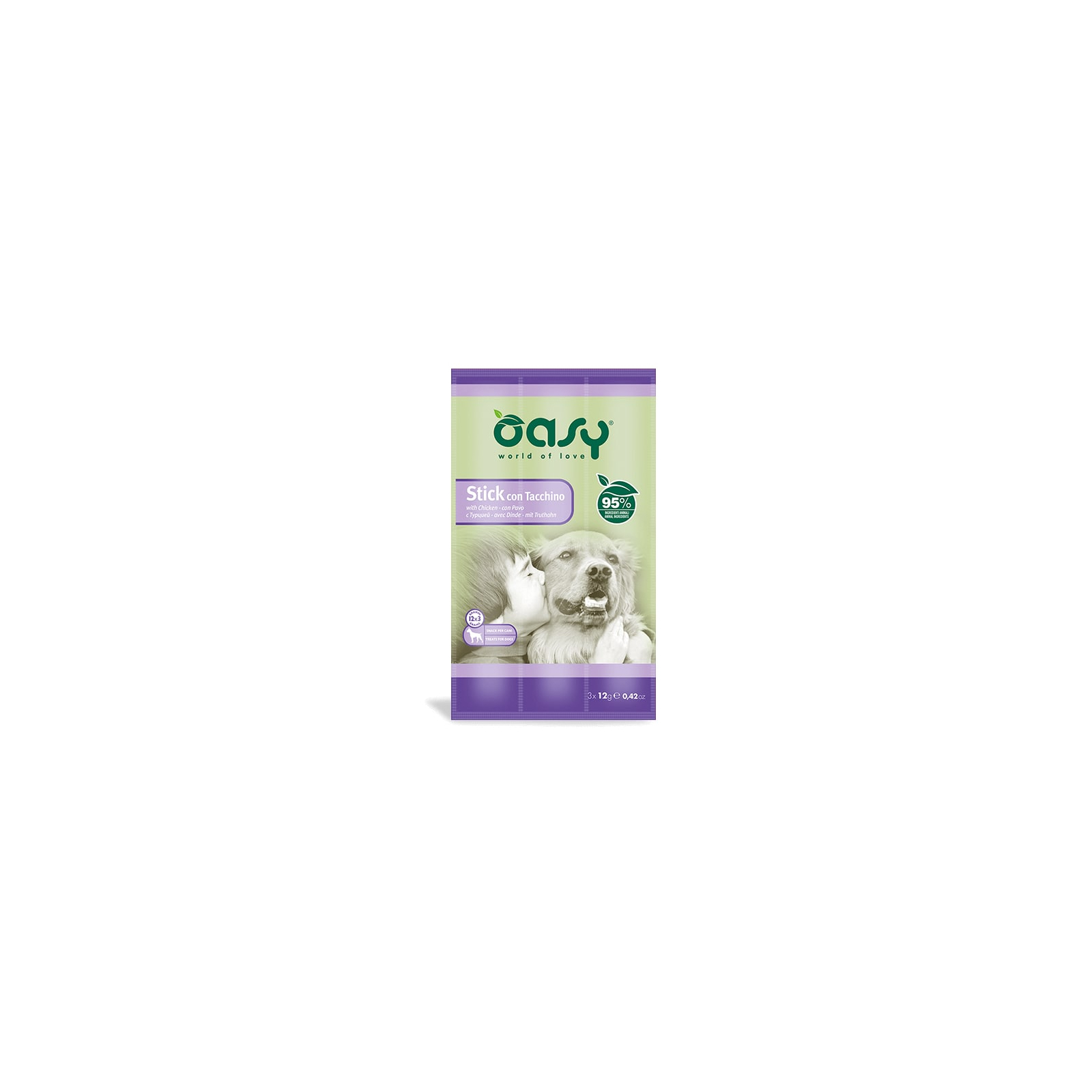 Ласощі для собак OASY Stick м’ясні палички з індичкою 36 г (8054329510261)