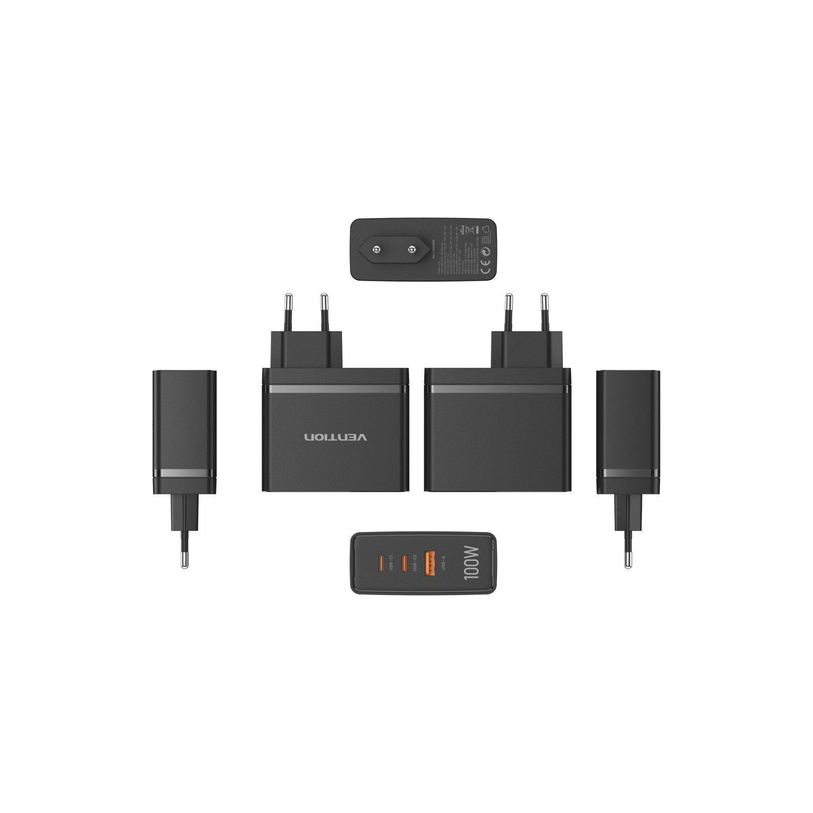 Зарядное устройство Vention 3xUSB 100W GaN (2хUSB-C+USB-A) black (FEGB0-EU) изображение 2