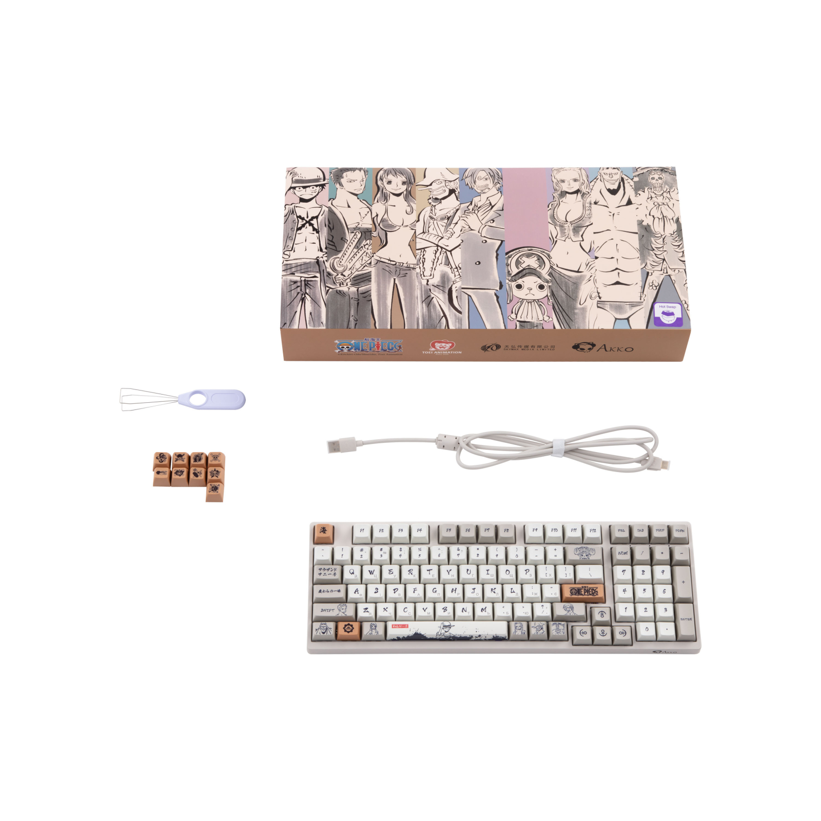 Клавиатура Akko 3098S One Piece Calligraphy 98Key CS Jelly White Hot-swappable USB UA RGB Gray (6925758616782) изображение 2