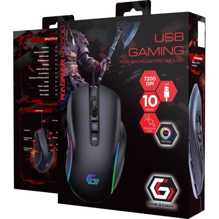 Мышка Gembird Ragnar RX500 USB RGB Black (MUSG-RAGNAR-RX500) изображение 4