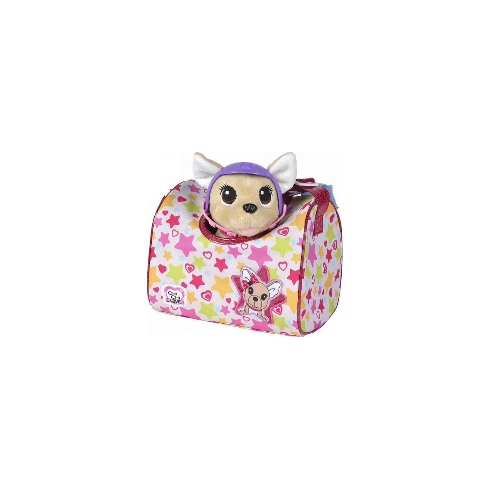 М'яка іграшка Chi Chi Love Собачка Перевезення з сумочкою та захисним шоломом 20 см (5890036)