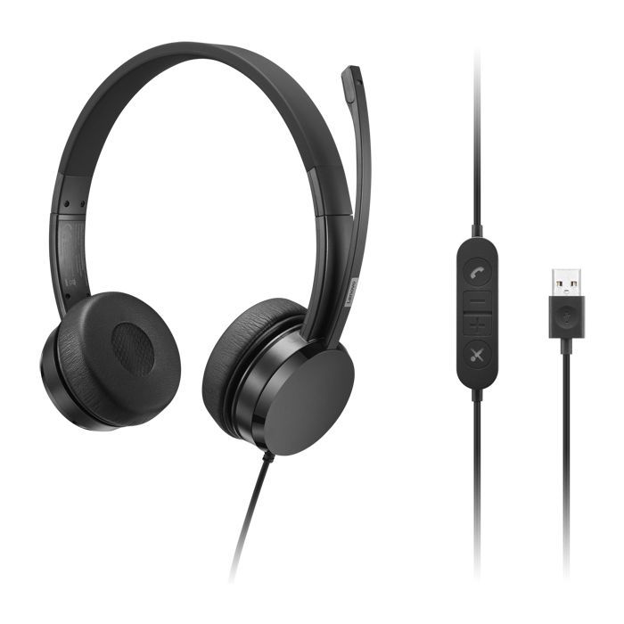 Наушники Lenovo USB-A Wired Stereo On-Ear Black (4XD1K18260)