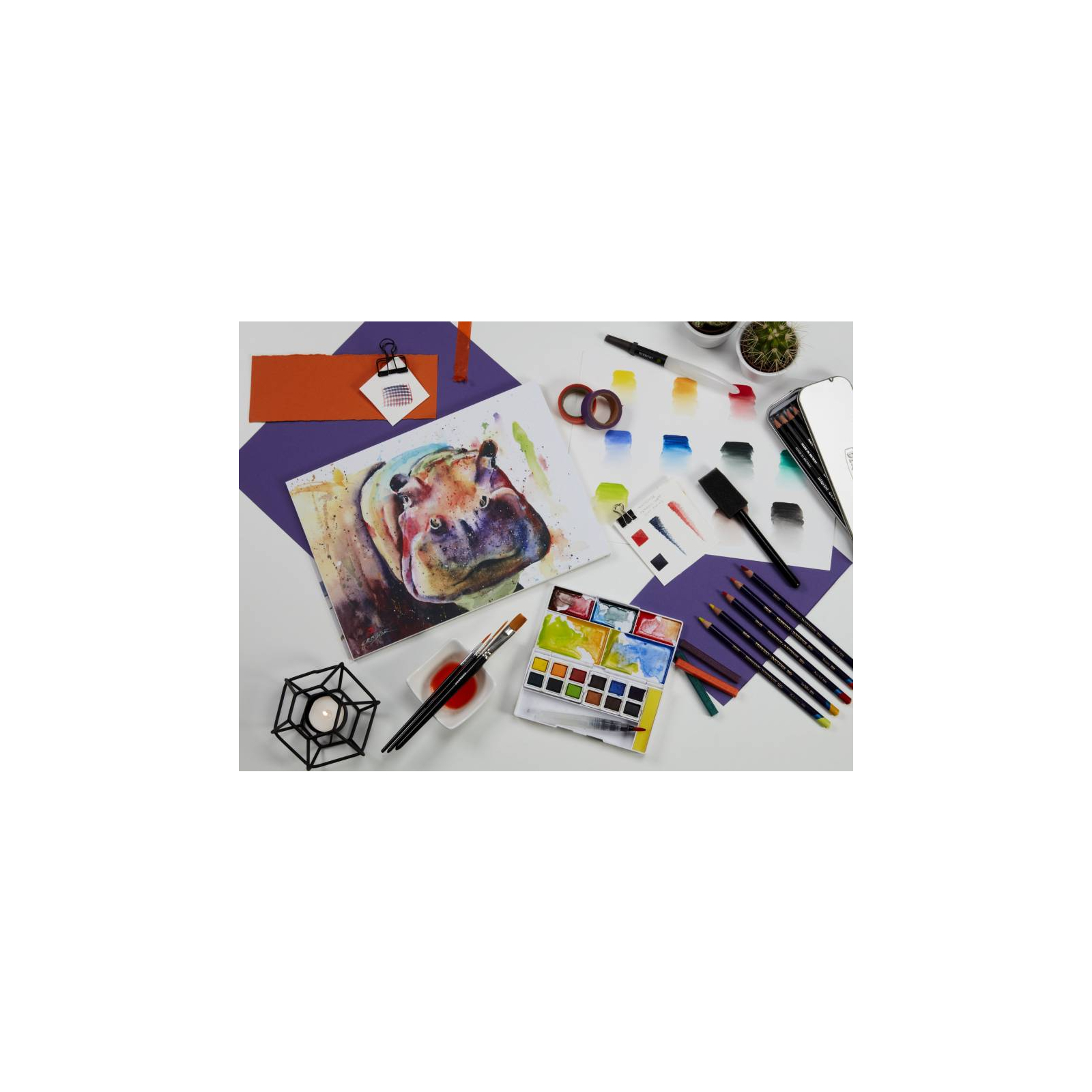 Художественный набор Derwent Inktense Paint Pan Travel №1, 12 цветов+кисть с резервуаром (5028252521512) изображение 5