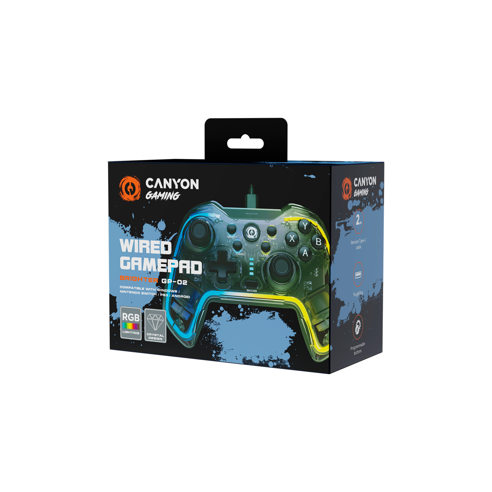 Геймпад Canyon Brighter GP-02 Wired RGB 4in1 PS3/Android BOX-TV/Nintendo Crystal (CND-GP02) зображення 2