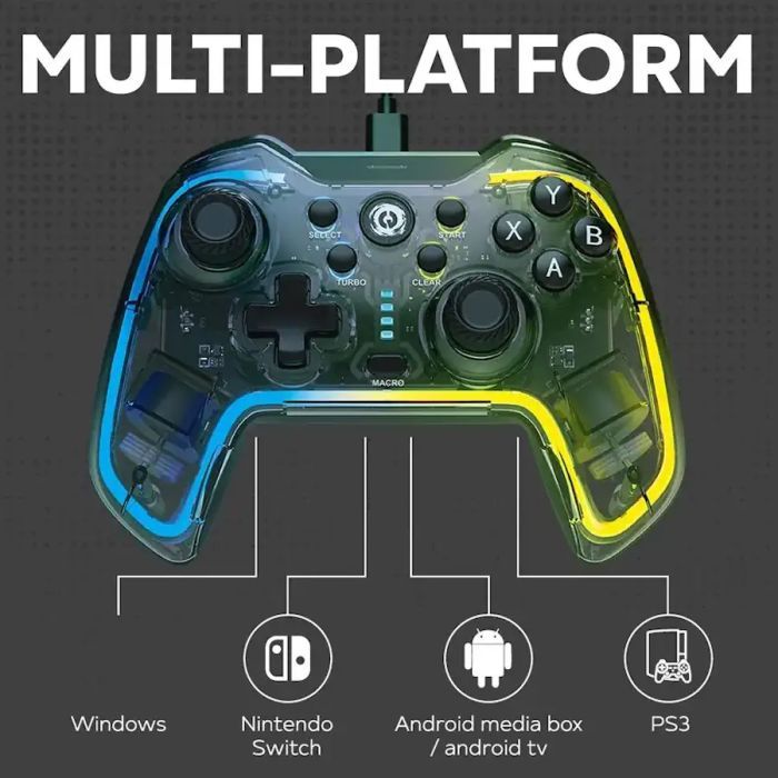 Геймпад Canyon Brighter GP-02 Wired RGB 4in1 PS3/Android BOX-TV/Nintendo Crystal (CND-GP02) изображение 3