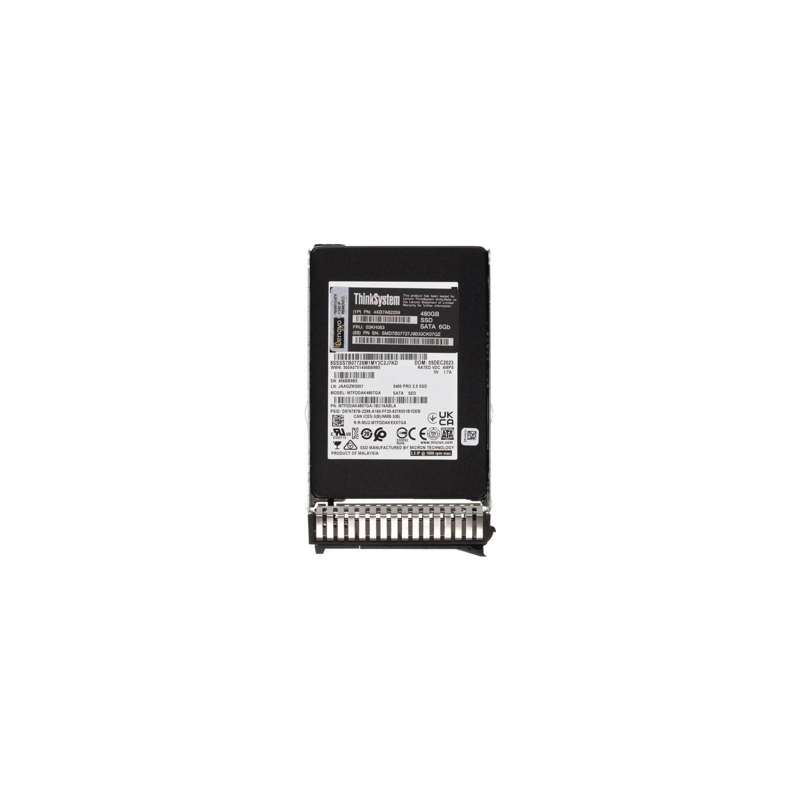 Накопичувач SSD для сервера Lenovo 5400P 480GB 2.5" SATAIII (4XB7A82259)