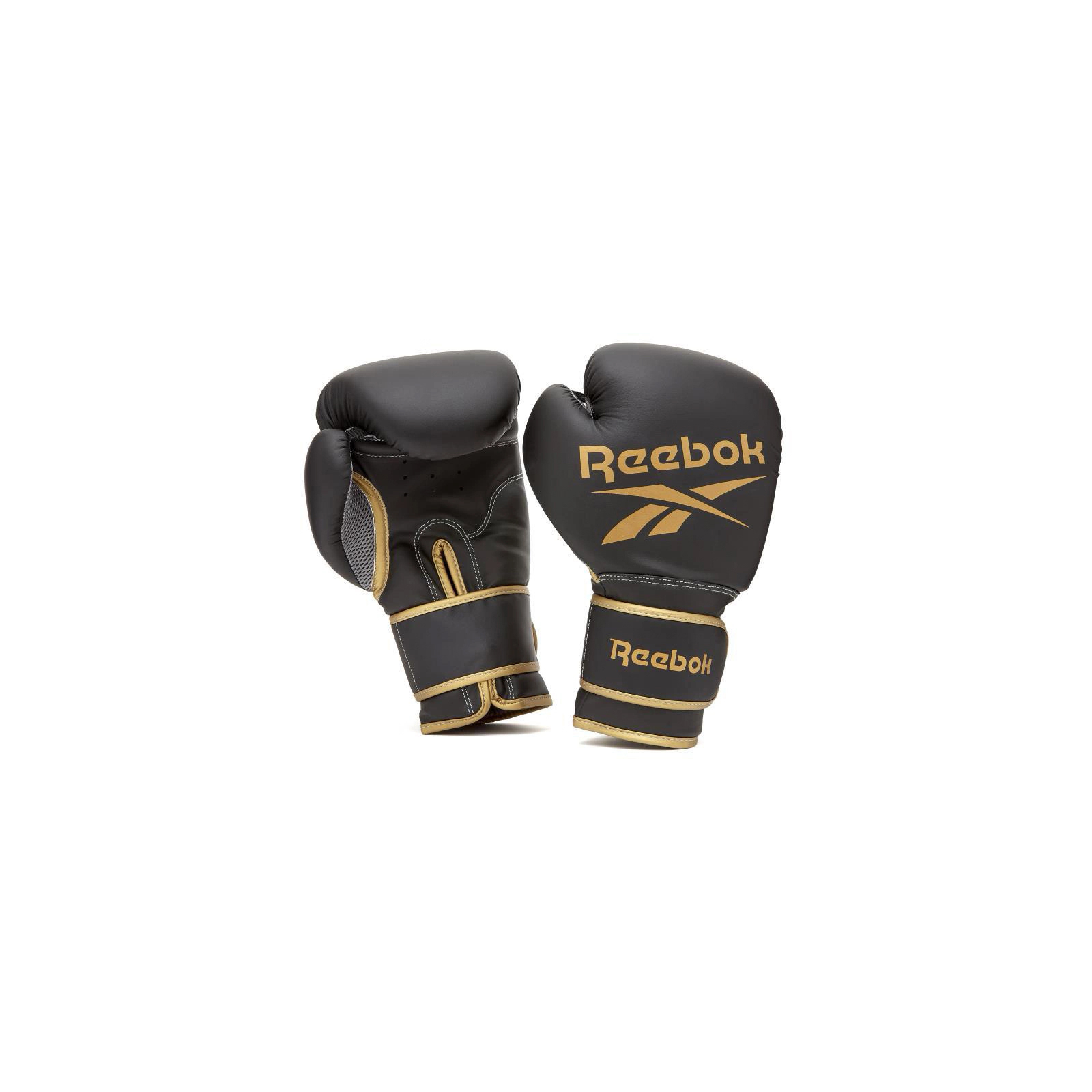 Боксерські рукавички Reebok Boxing Gloves чорний, золото RSCB-12010GB 10 унцій (885652021173)
