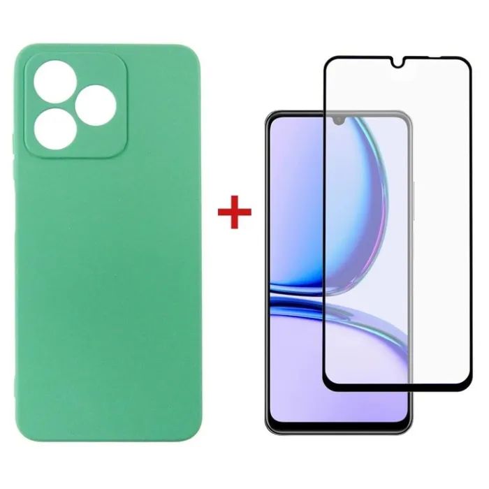 Чехол для мобильного телефона Dengos Kit for Realme C51 case + glass (Mint) (DG-KM-61)