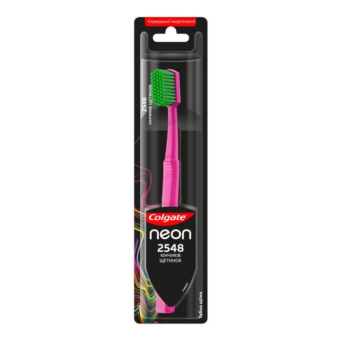 Зубна щітка Colgate Neon 2548 кінчиків щетинок середньої жорсткості Рожева (2172000000026)