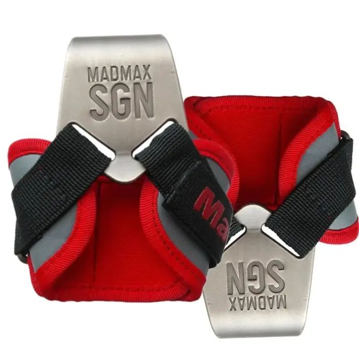 Крюки для тяги на запястья MadMax MFA-330 Lat Hooks Antic silver/Grey/Red (MFA-330-U)