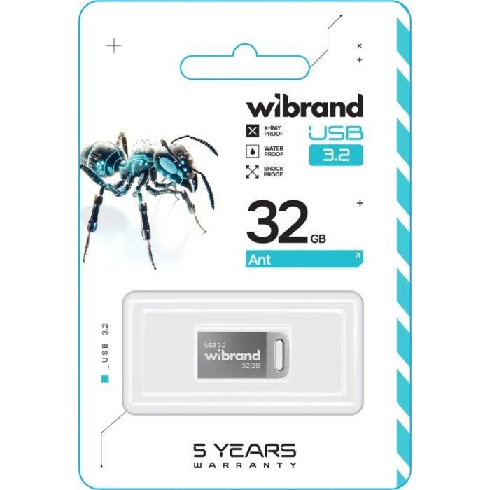 USB флеш накопичувач Wibrand 64GB Ant Silver USB 3.2 Gen 1 (USB 3.0) (WI3.2/AN64M4S) зображення 2