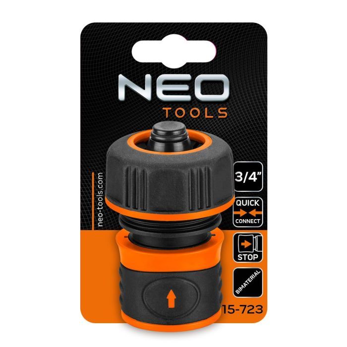 Коннектор для шланга Neo Tools для шланга 3/4", с аквастопом, двухкомпонентный (15-723) изображение 5