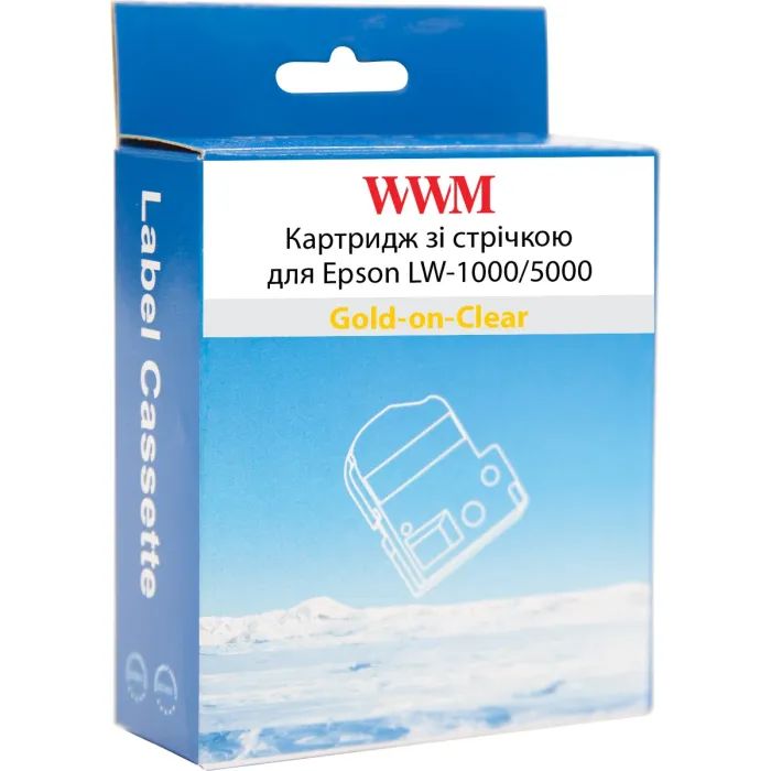 Лента для принтера этикеток WWM для Epson LW-1000/5000 36mm х 8m Gold-on-Clear (WWM-ST36Z) изображение 2