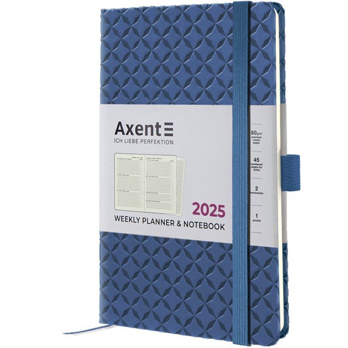 Еженедельник Axent датированный 2025 Partner Gently 125х195 мм, темное море (8522-25-05-A)