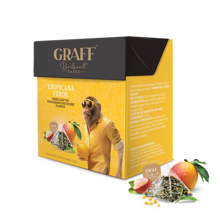 Чай Graff Tropicana Verde Зеленый 20 пирамидок по 1.8 г (4820279611112)
