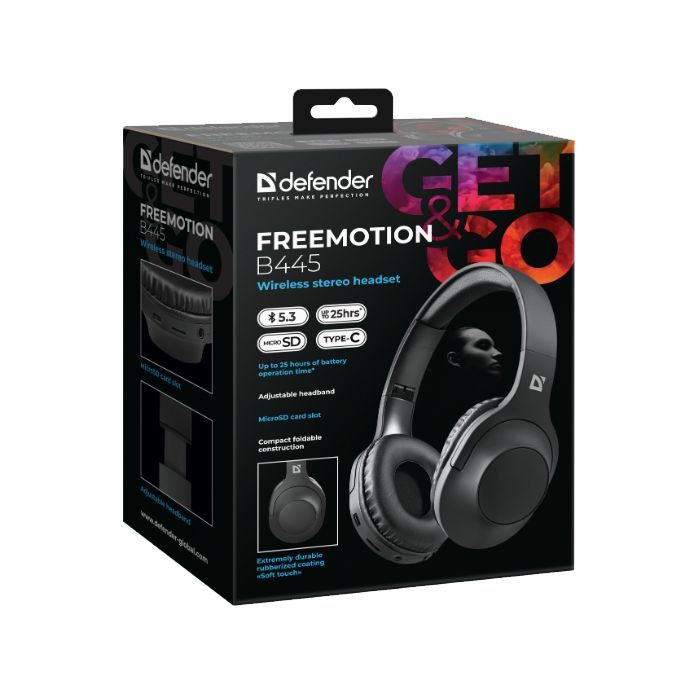 Наушники Defender FreeMotion B445 Bluetooth Black (63445) изображение 6