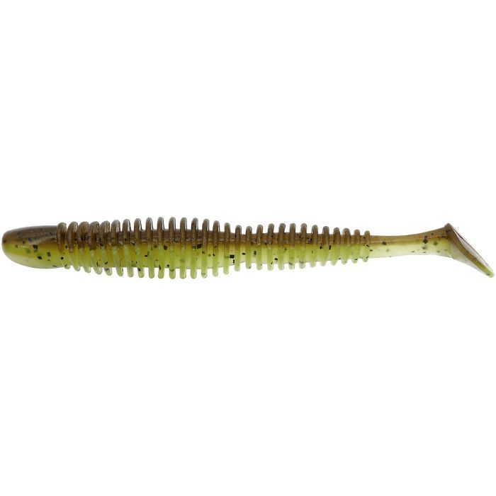Силикон рыболовный Reins Bubbling Shad 4" B08 Green Pumpkin Chart Melon (6 шт/уп.) (1552.08.44)