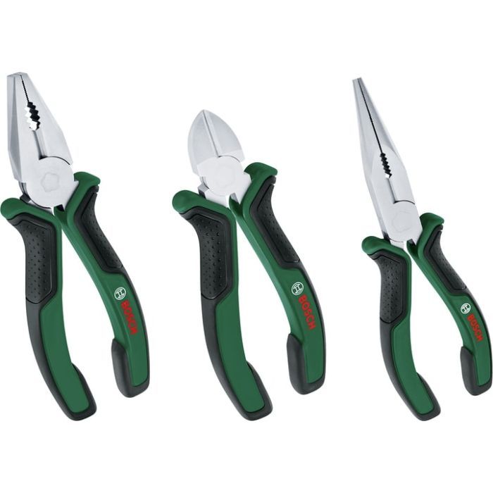 Плоскогубцы Bosch набор 3 шт, комбинированные, удлиненные, бокорезы (1.600.A02.C0S)