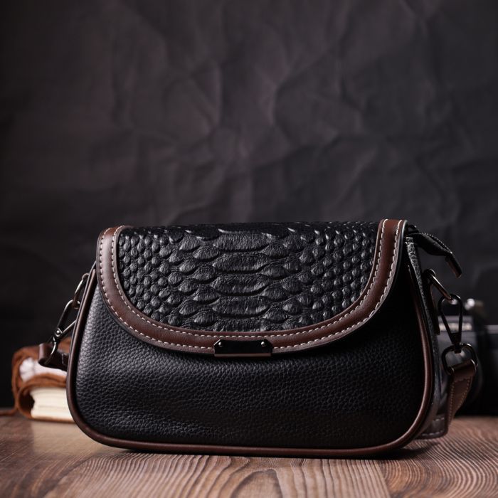 Сумка Vintage Из натуральной кожи Черная (22374) изображение 8