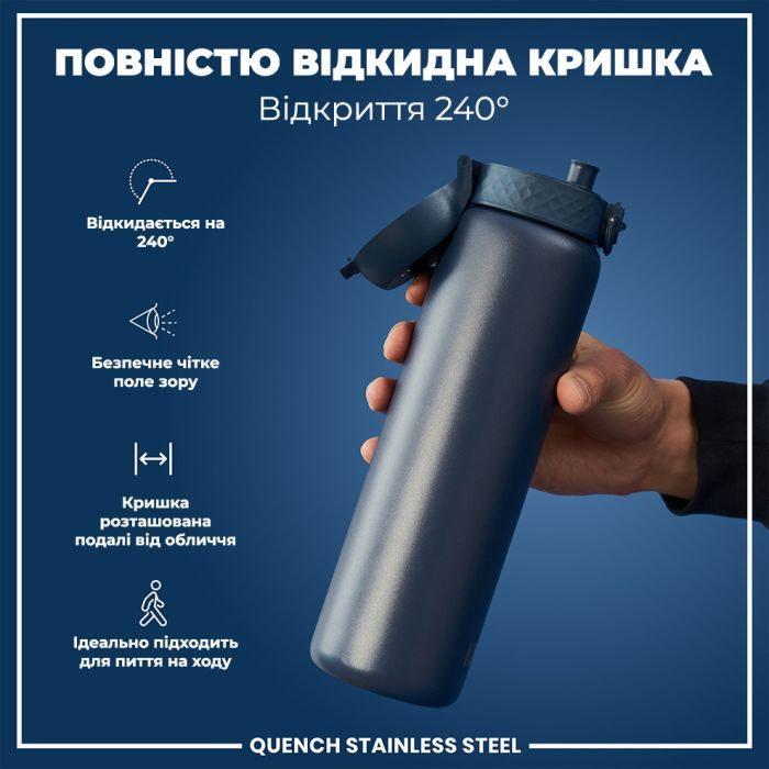 Пляшка для води ION8 OneTouch Stainless Steel 1200 мл Grey (I8SS1000GRY) зображення 3
