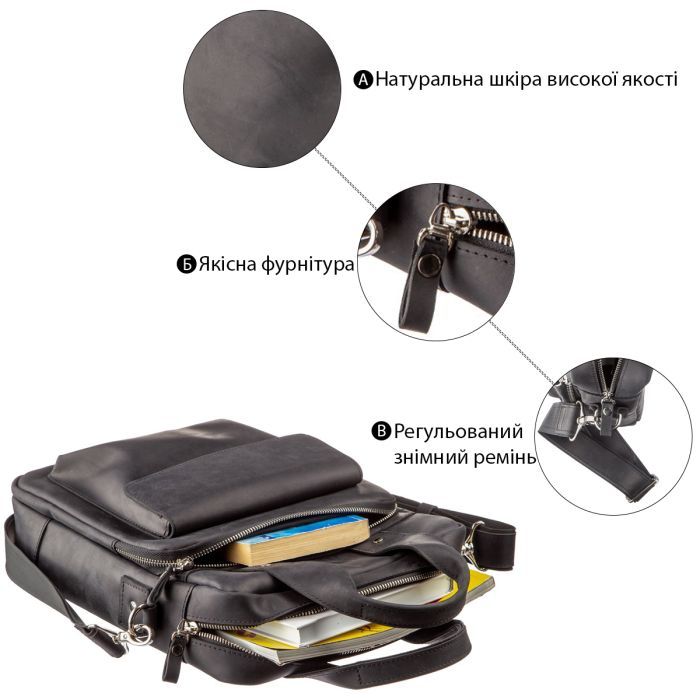 Сумка Shvigel Под А4 матовая Черная (11169) изображение 4