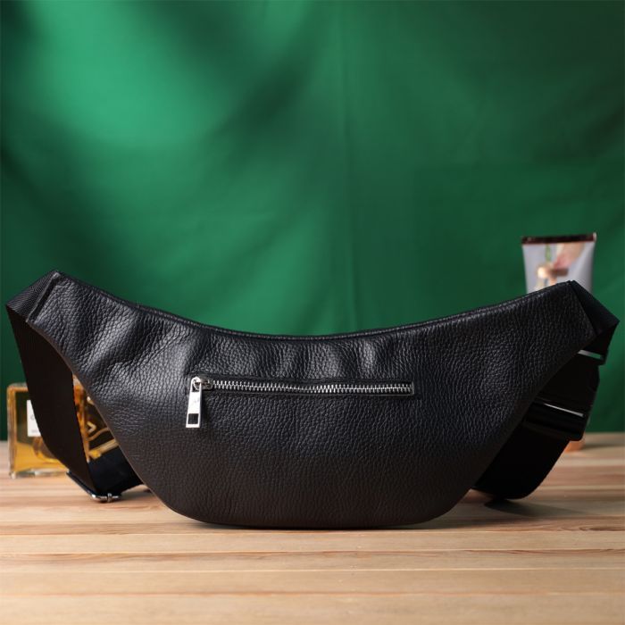 Сумка Shvigel Бананка унісекс з натуральної шкіри Чорна (22824) зображення 10