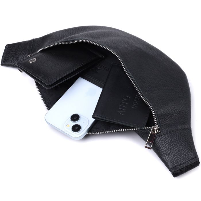 Сумка Shvigel Бананка унісекс з натуральної шкіри Чорна (22824) зображення 7