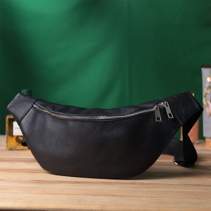 Сумка Shvigel Бананка унісекс з натуральної шкіри Чорна (22824) зображення 9